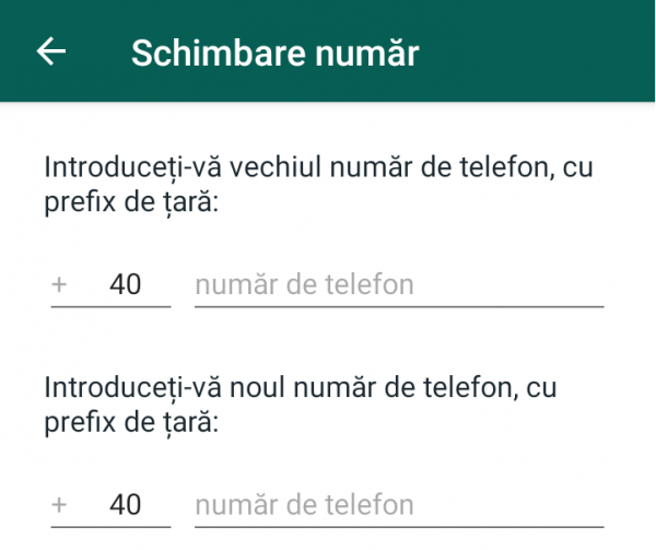 Schimbă numărul de telefon din Whatsapp